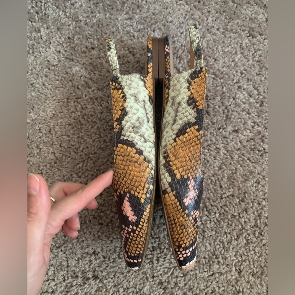 Womens Black Snakeskin-Print Slingback Flats - Picture 8 of 13